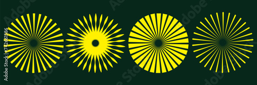 Sunburst element. Radial stripes background. Sunburst icon collection. Retro sunburst design. Vector illustration.