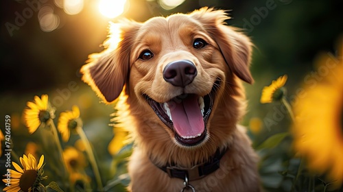 playful happy smiling dog photo