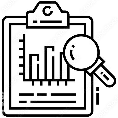 Sale report analysing line icon design 