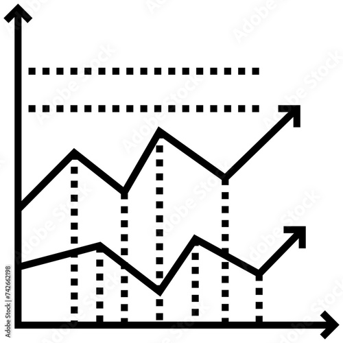 Line icon of a curve chart 