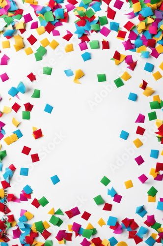 Colorful Confetti on White Celebration Background