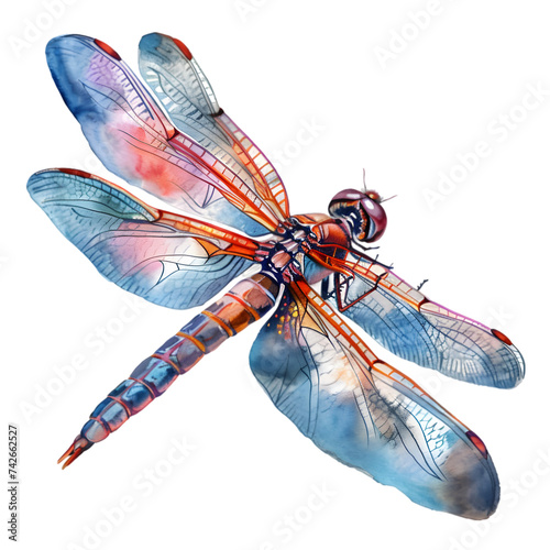 dragonfly watercolor, beautiful dragon fly isolated on white or transparent background 