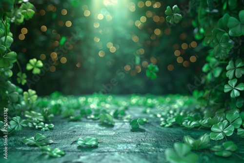 St. Patrick's Day Backdrop With Green Clovers For A Festive Celebration photo
