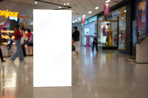 Mockup Vertical Empty Signboard for Advertising in Shopping Mall - Commercial Floor Display