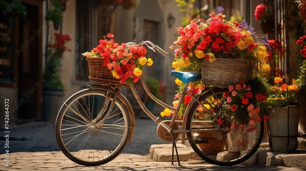 cycle bike flowers