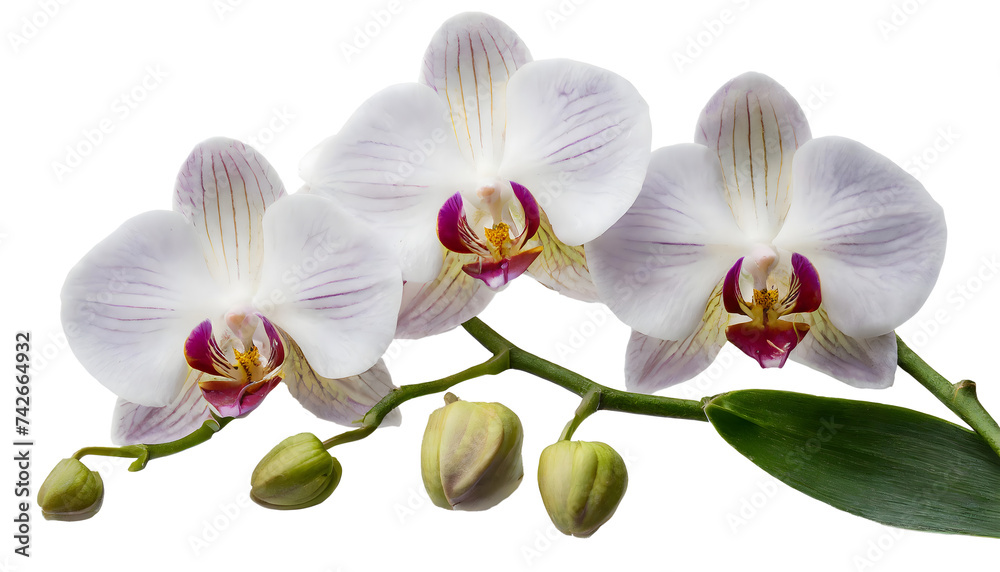 Fototapeta premium Blooming White tropical orchids bunch