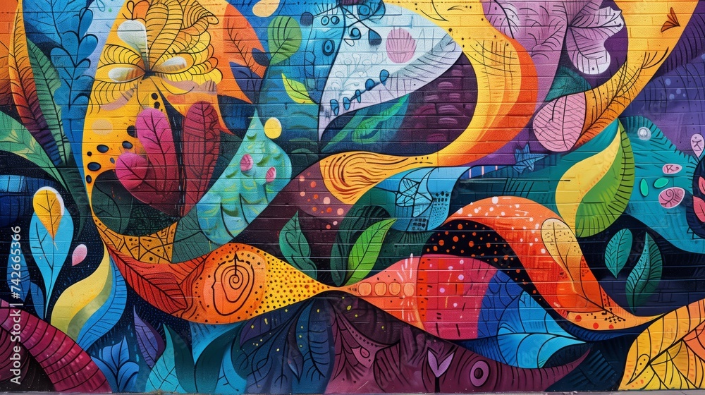 Obraz premium Artistic mural in a vibrant neighborhood, focusing on the message and the impact of the art