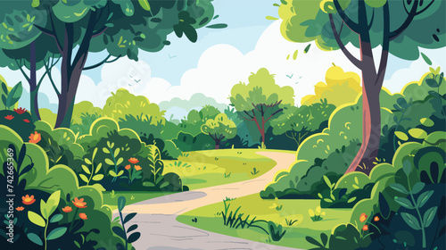 Nature park or forest illustration vector photo