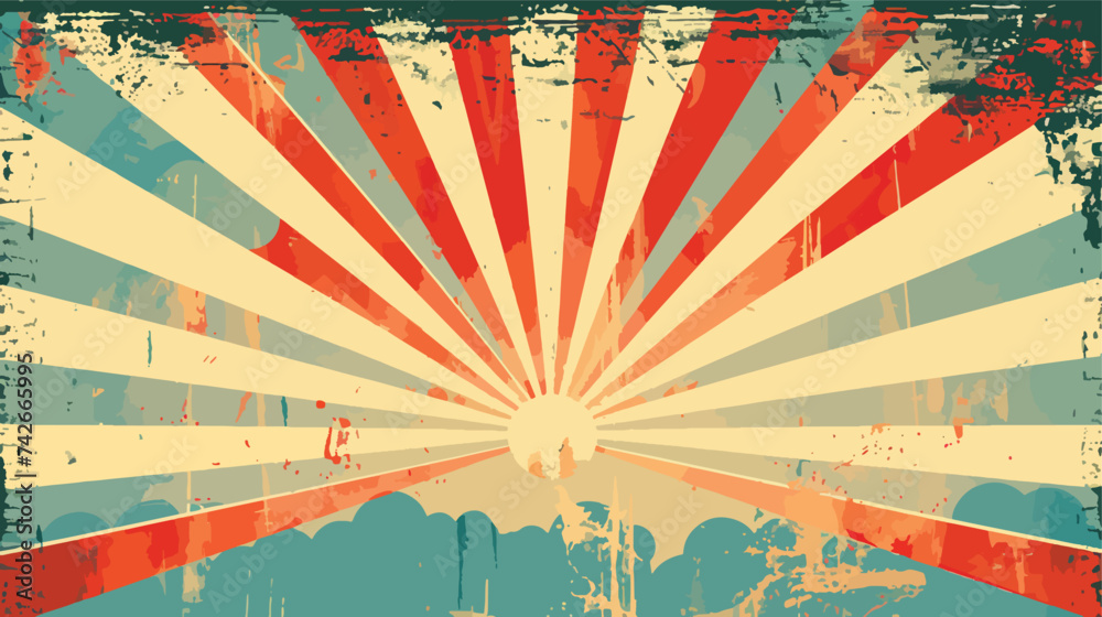 Retro sun burst vintage banner background illustration vector