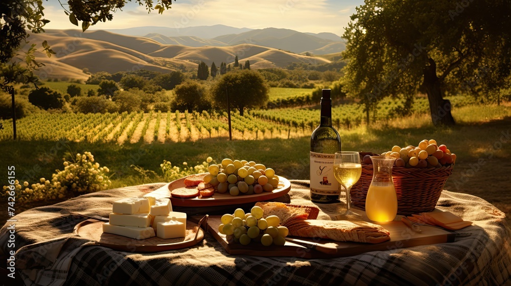 Fototapeta premium cheese vineyard picnic