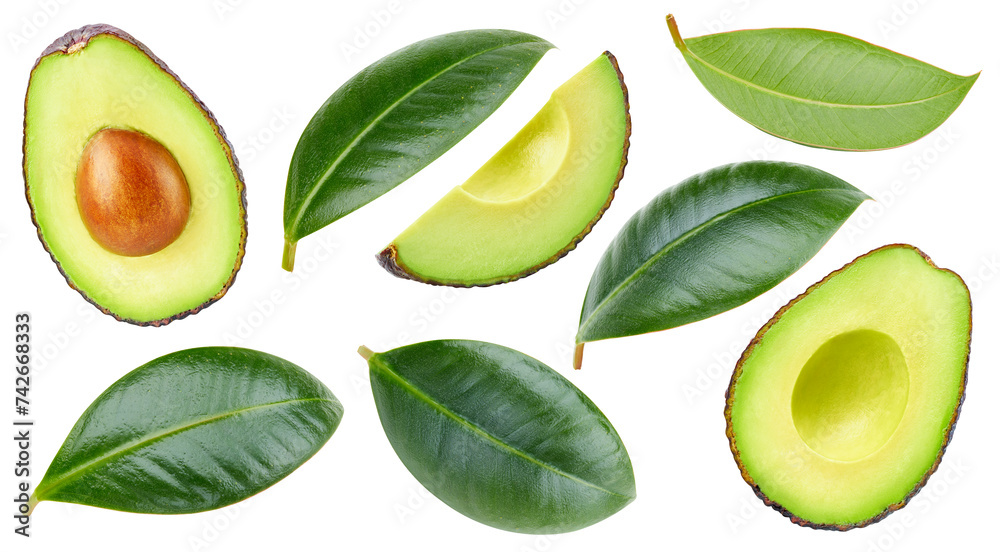 Isolated avocado with leaf Isolated avocado with leaf