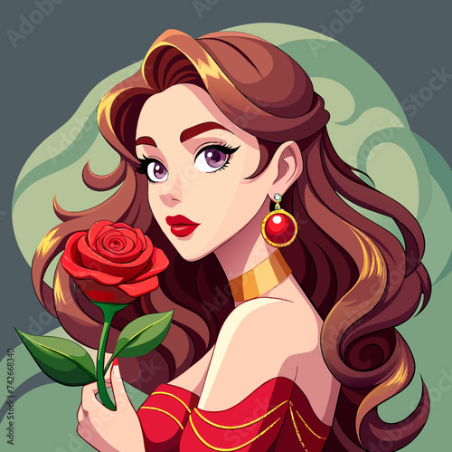 Beautiful girl with Rose illustration 