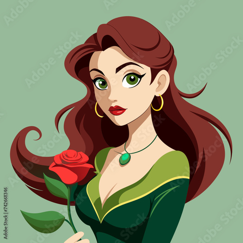 Beautiful girl with Rose illustration 