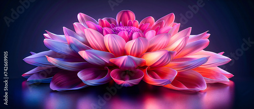 Lotus Flower at Dawn  Bright and Colorful Close-Up of a Blooming Waterlily  Symbolizing Purity and Beauty