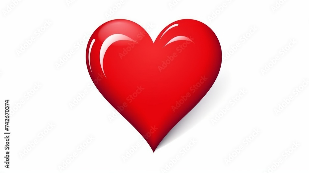 Red simple heart sketch. Icon love isolated on white background. Red heart symbol for Valentines Day