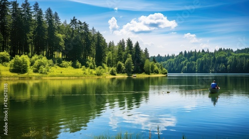 angler fishing on lake photo