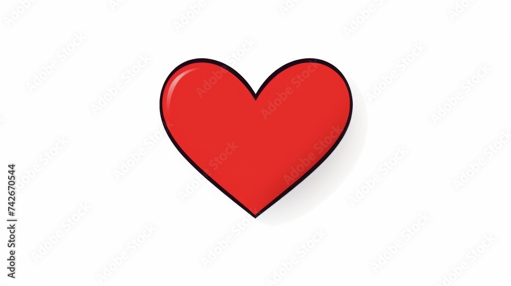 Red simple heart sketch. Icon love isolated on white background. Red heart symbol for Valentines Day