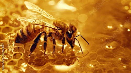 Honey bee on honeycombs © Jovana