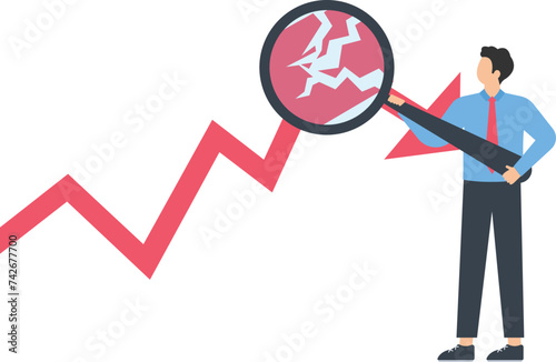 Trouble and problems in the stock market or financial economic development, Market crash signals or falling interest rates concepts,

