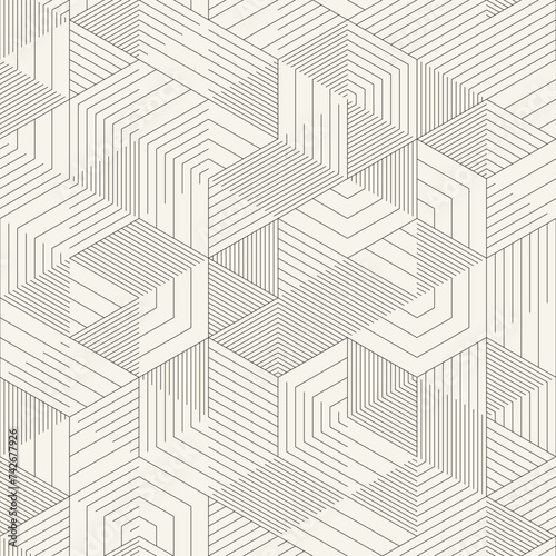 Vector seamless pattern. Repeating geometric elements. Stylish monochrome background design.