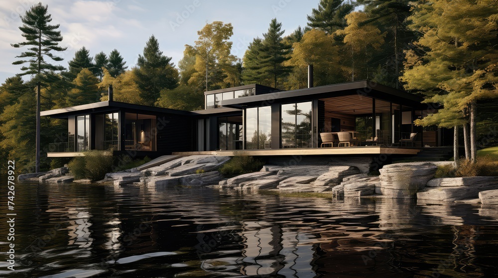 Fototapeta premium design modern lake house