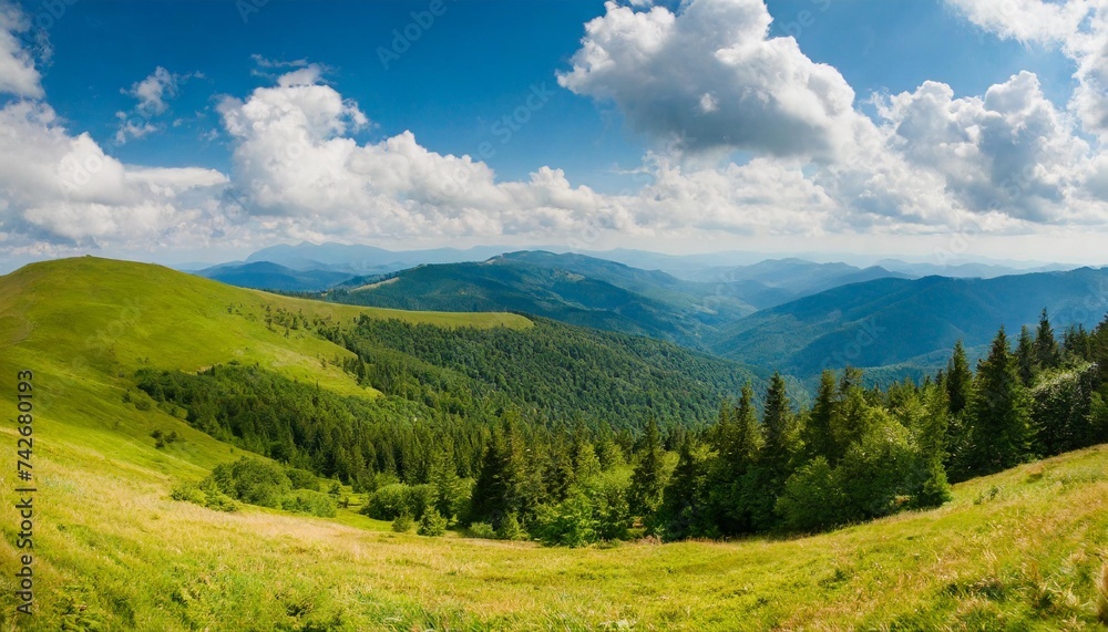 a gorgeous landscape of wooded slopes and distant mountain ranges carpathian mountains ukraine europe
