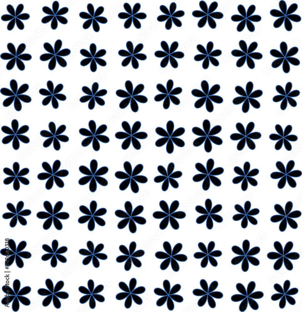 Floral pattern in black color with a blue outline