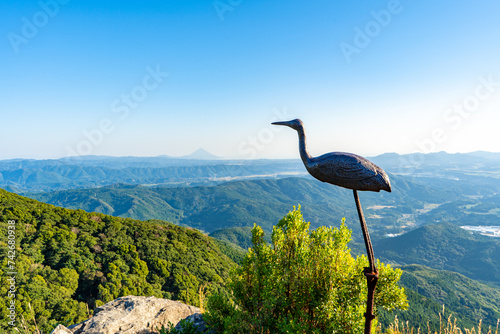 鶴の展望台から見る開聞岳の風景（南さつま市）