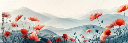 Minimalist Red Poppies for Memorial Day Remembrance

