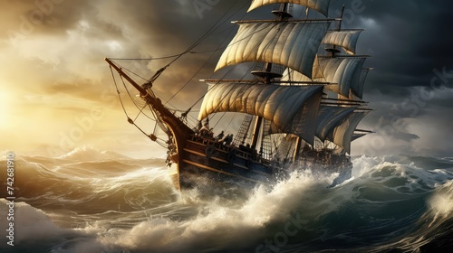 treasure pirate ship sailing photo