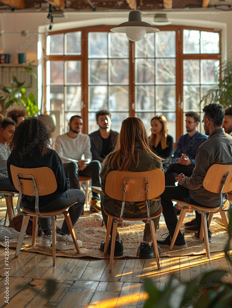 Diverse Group Therapy Session Sharing Stories