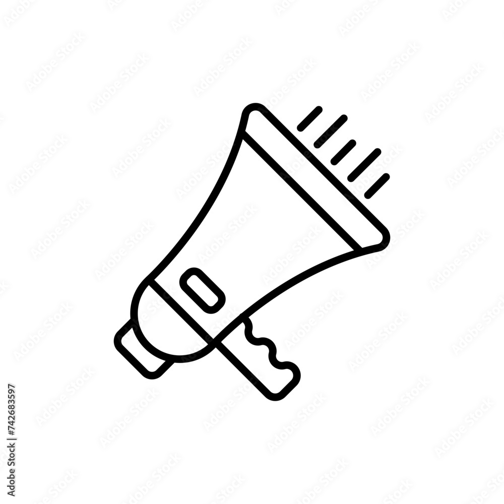Megaphone outline icons, minimalist vector illustration ,simple transparent graphic element .Isolated on white background