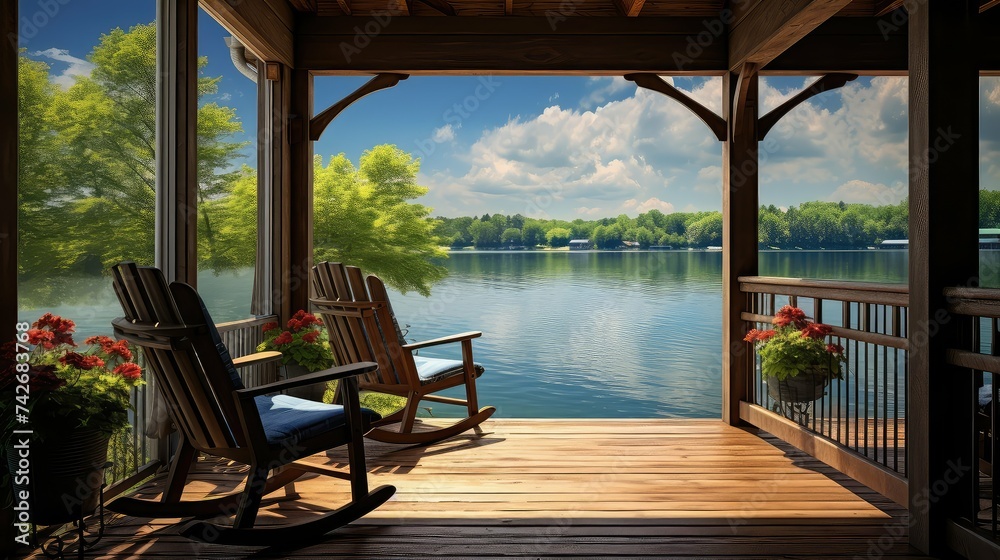 relaxation lake porch