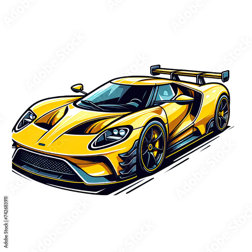 yellow color sport super car vehicle speed racing illustration