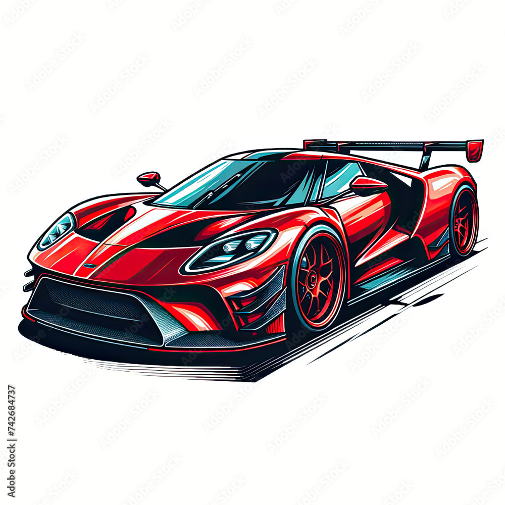 red color sport super car vehicle speed racing illustration