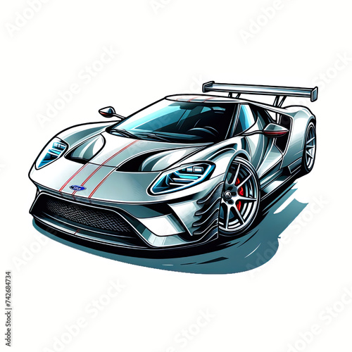 silver color sport super car vehicle speed racing illustration