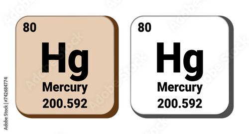 Hg, Mercury element vector icon, periodic table element. Vector illustration EPS 10 File. Isolated on white background.