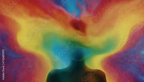 Meditative astral woman  colorful metaphor aura  esoterics