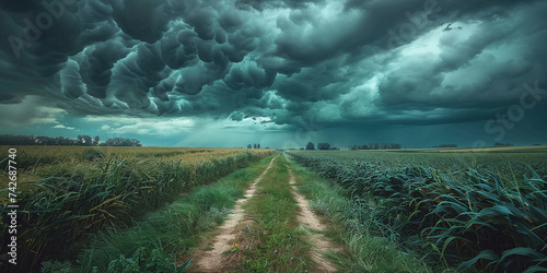 bad weather over farmer's field photo