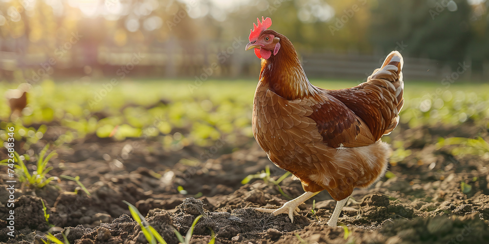 Fototapeta premium Poultry at chicken farm
