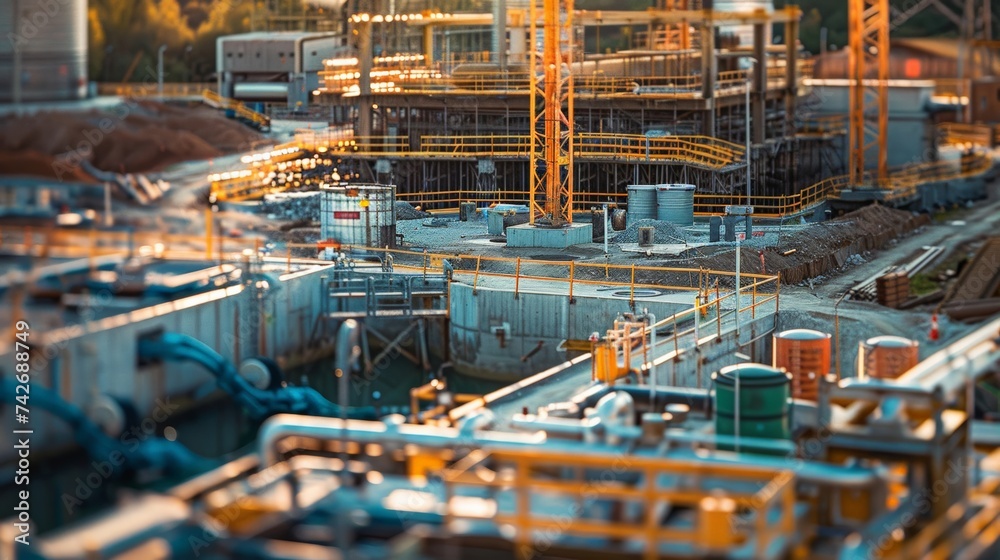 Large industrial wastewater treatment plant under construction Photojournalism Large industrial wastewater treatment plant under construction Photojournalism