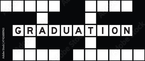 Alphabet letter in word graduation on crossword puzzle background