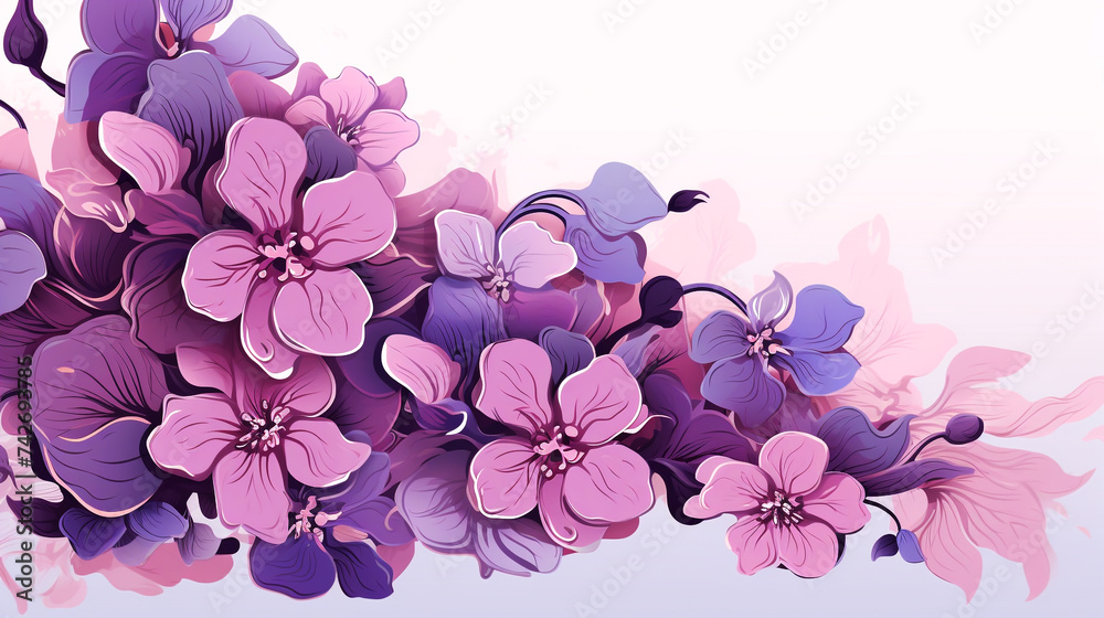 Orchid flower. Beautiful purple orchid flower drawing.