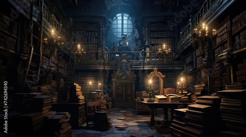 gothic dark library photo