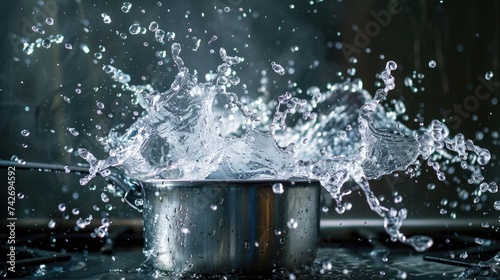 Boiling water as it boils and steams. Generative AI