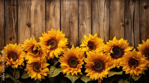 vintage rustic background with sunflowers