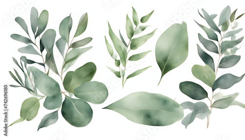 Eucalyptus Leaves Frame  - Greenery Watercolor Style