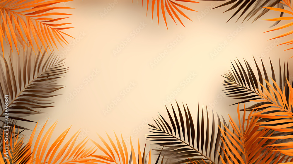 Obraz premium Palm plant border form, square plant frame with copy space
