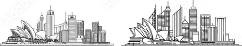 One line style sydney city skyline. Simple modern minimalistic style vector photo