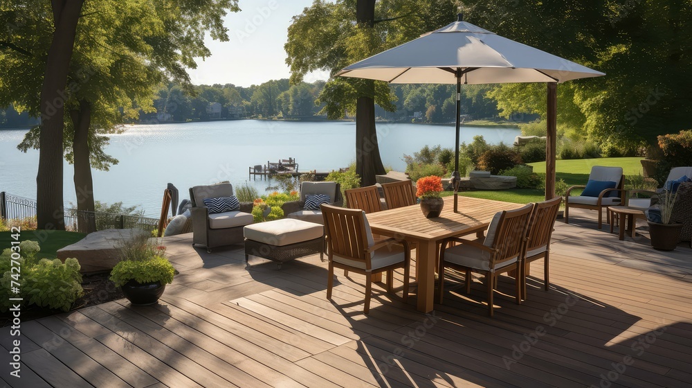 relaxation lake house patio